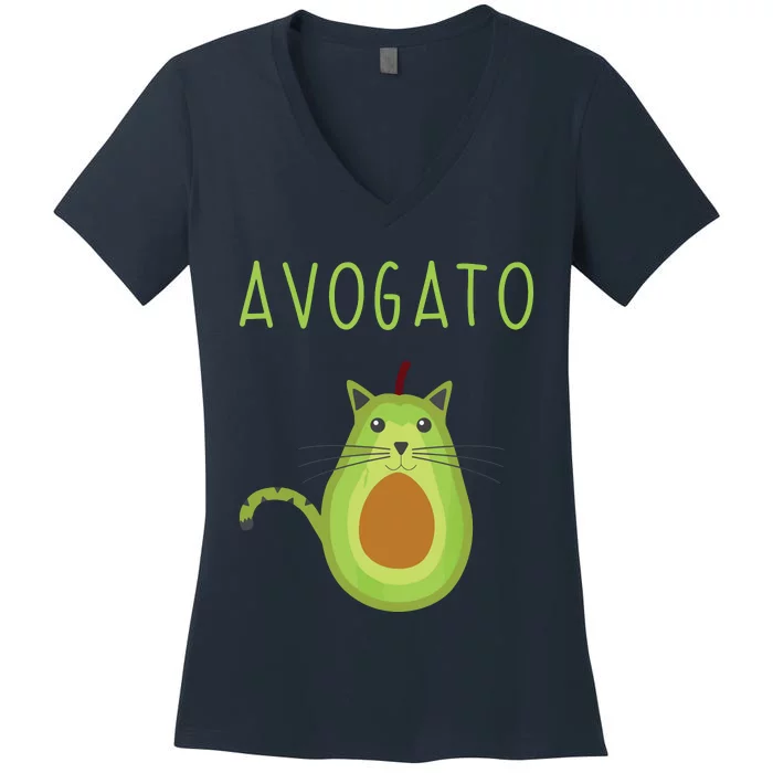 Avogato Cinco De Mayo Gift Cinco De Meow Cat Avocado Women's V-Neck T-Shirt