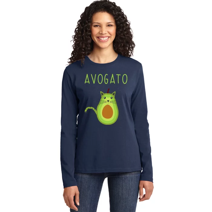 Avogato Cinco De Mayo Gift Cinco De Meow Cat Avocado Ladies Long Sleeve Shirt