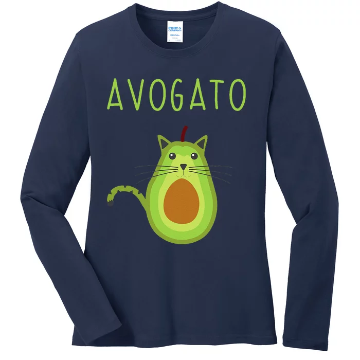 Avogato Cinco De Mayo Gift Cinco De Meow Cat Avocado Ladies Long Sleeve Shirt