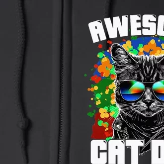 Awesome Cat Dad Featuring Sunglasses Funny Cat Lover Full Zip Hoodie