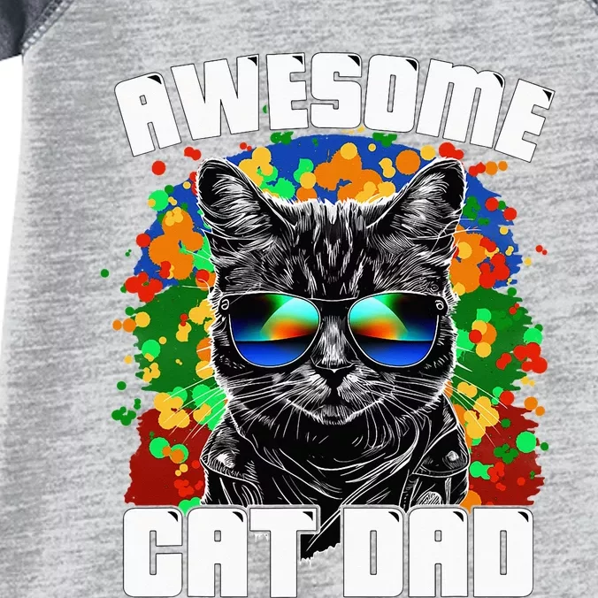 Awesome Cat Dad Featuring Sunglasses Funny Cat Lover Infant Baby Jersey Bodysuit