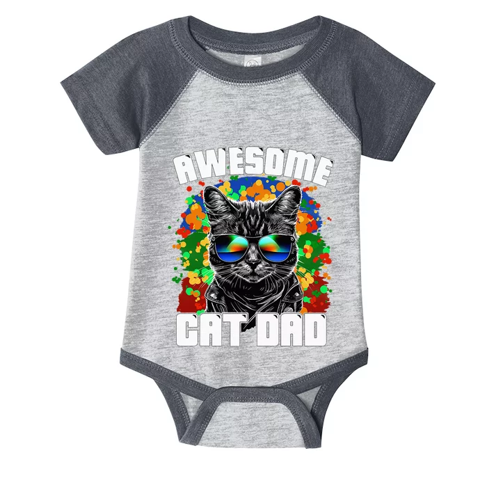 Awesome Cat Dad Featuring Sunglasses Funny Cat Lover Infant Baby Jersey Bodysuit