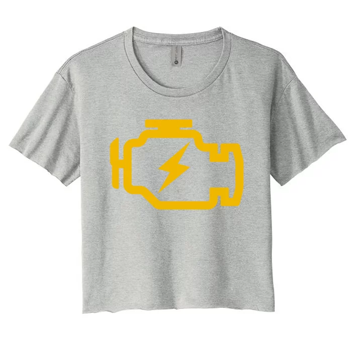 Amber Car Engine Dashboard Warning Light Funny Mechanic Cute Gift Women's Crop Top Tee