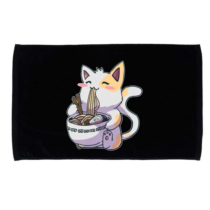 Anime Cat Eating Ramen Microfiber Hand Towel