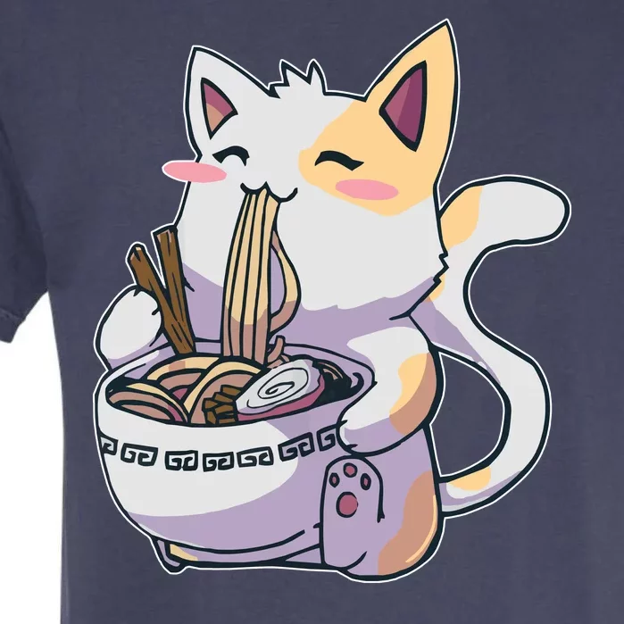 Anime Cat Eating Ramen Garment-Dyed Heavyweight T-Shirt