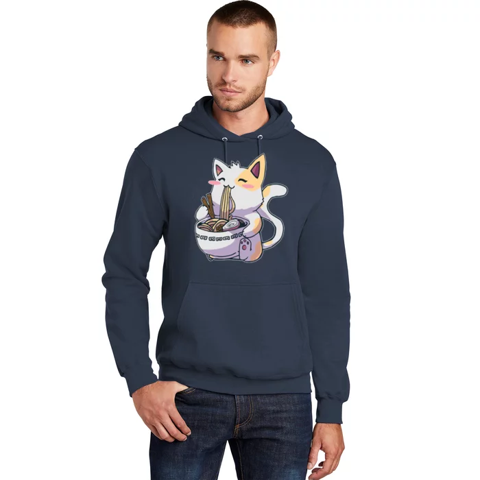 Anime Cat Eating Ramen Hoodie