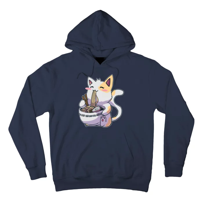 Anime Cat Eating Ramen Hoodie