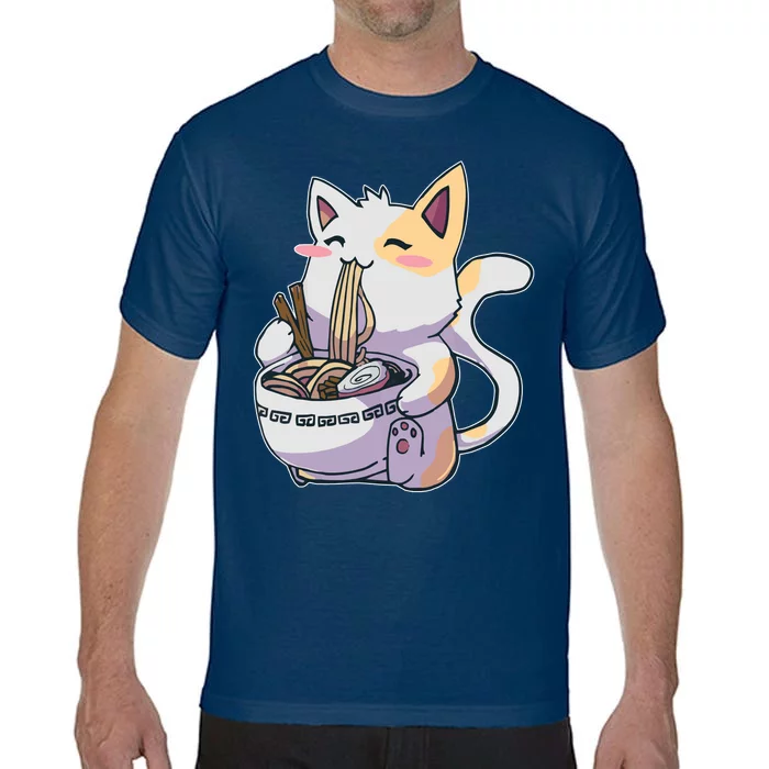 Anime Cat Eating Ramen Comfort Colors T-Shirt