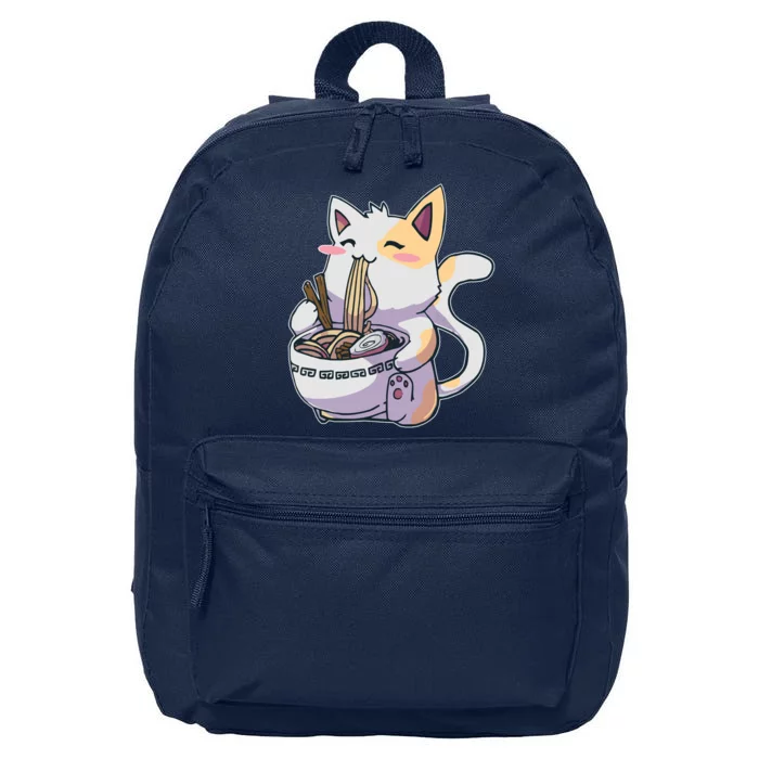 Anime Cat Eating Ramen 16 in Basic Backpack