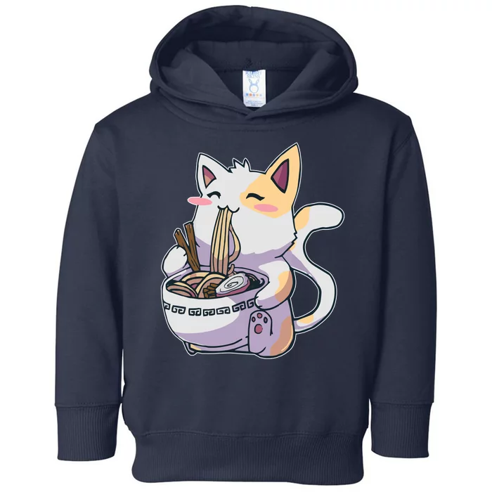 Anime Cat Eating Ramen Toddler Hoodie