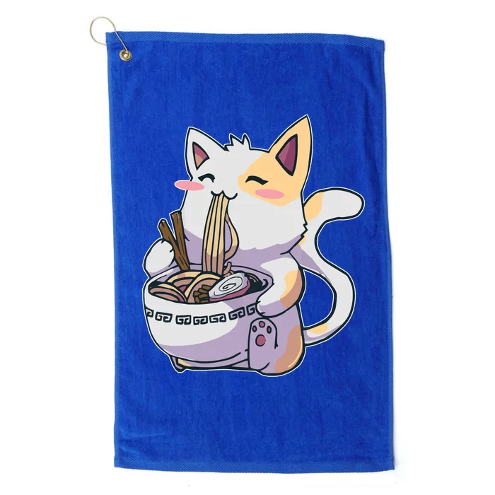 Anime Cat Eating Ramen Platinum Collection Golf Towel