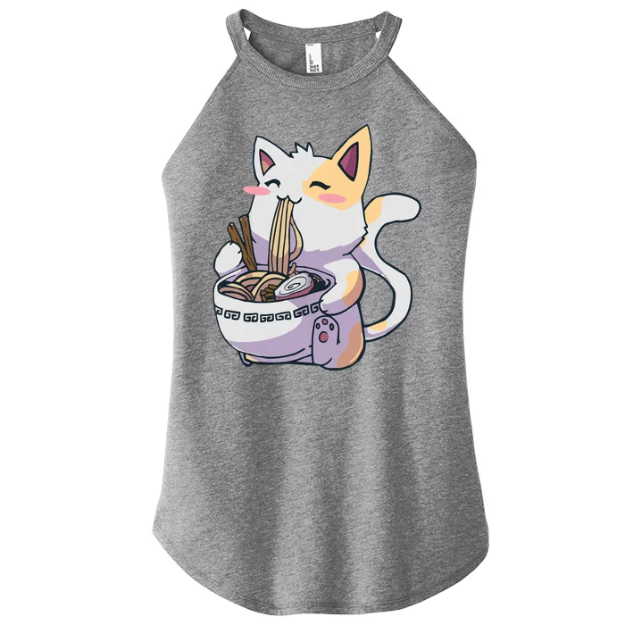 Anime Cat Eating Ramen Women’s Perfect Tri Rocker Tank