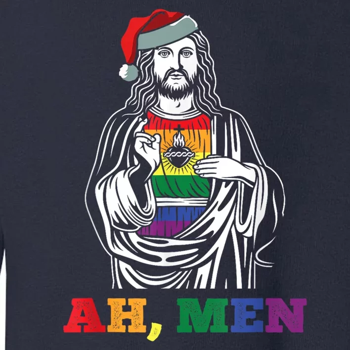 Ah Christmas Funny Lgbtq Pride Xmas Jesus Gay Christian Toddler Sweatshirt