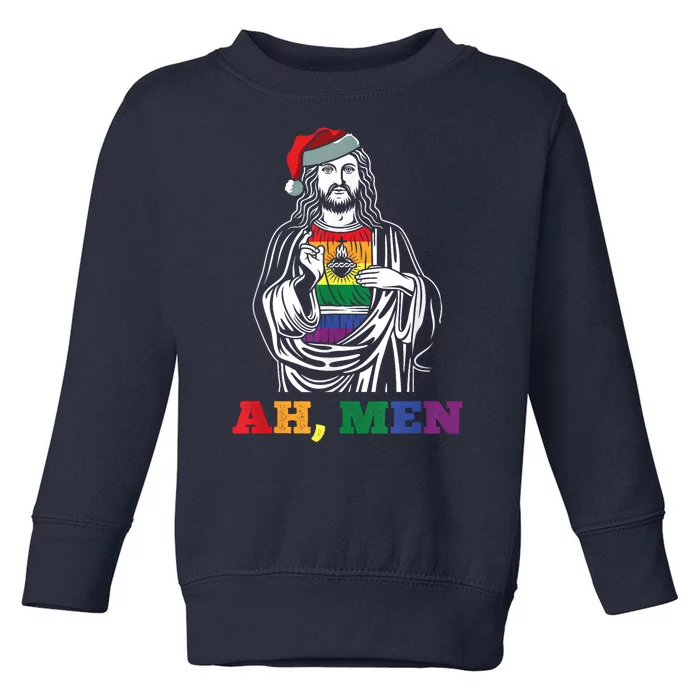 Ah Christmas Funny Lgbtq Pride Xmas Jesus Gay Christian Toddler Sweatshirt