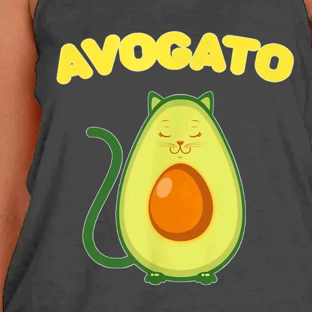 Avogato Cat Funny Vegan Avocado Women's Knotted Racerback Tank