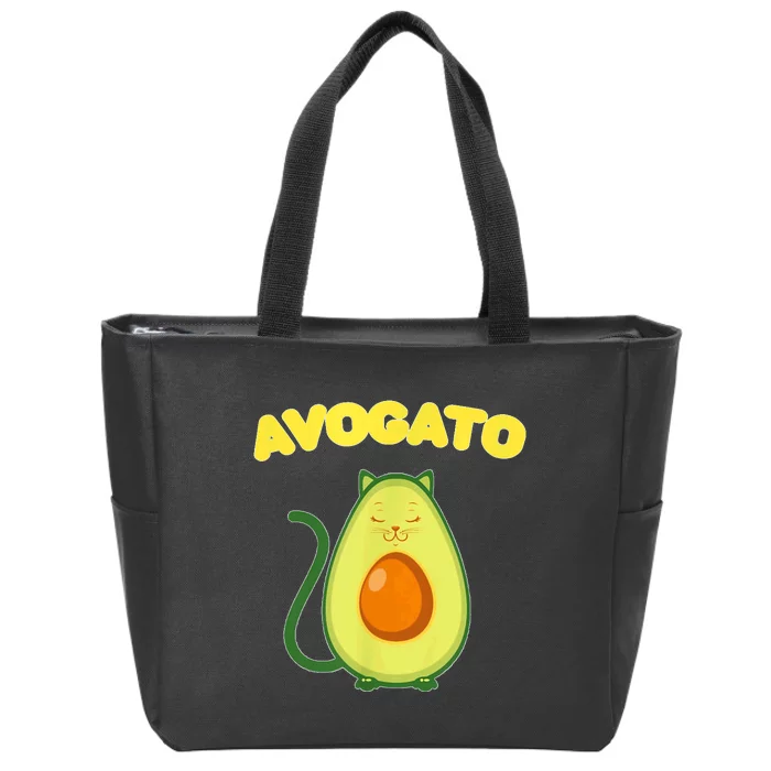 Avogato Cat Funny Vegan Avocado Zip Tote Bag