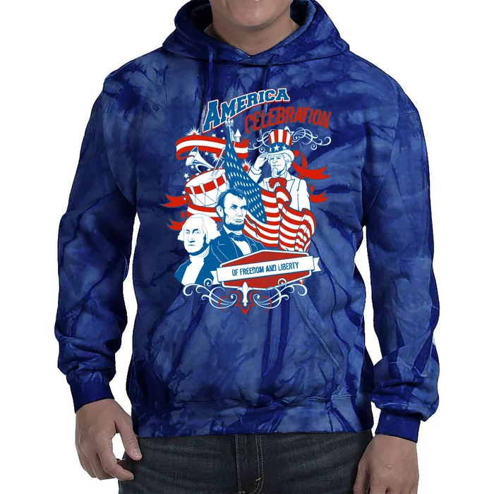 America Celebration Freedom Liberty Lincoln Washington Tie Dye Hoodie