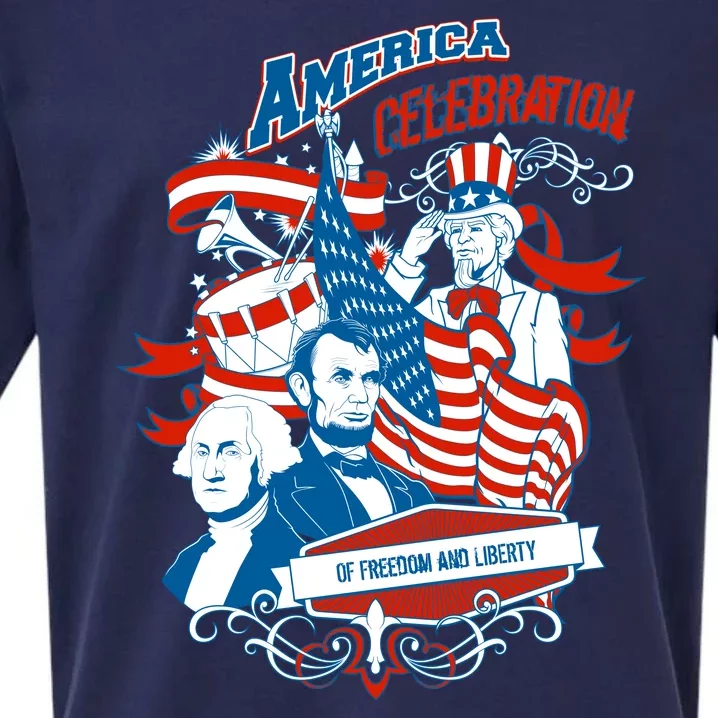 America Celebration Freedom Liberty Lincoln Washington Sueded Cloud Jersey T-Shirt