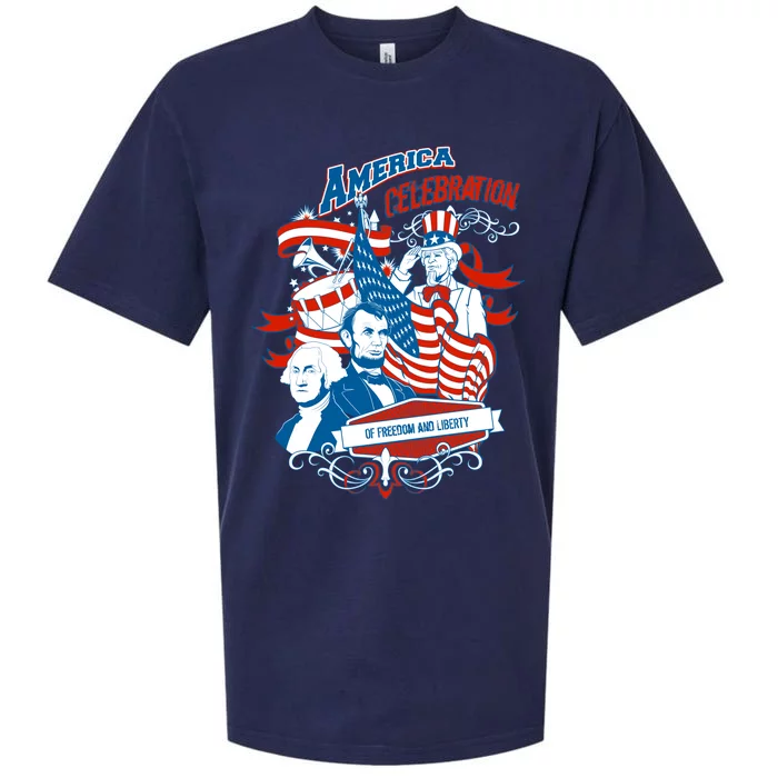 America Celebration Freedom Liberty Lincoln Washington Sueded Cloud Jersey T-Shirt