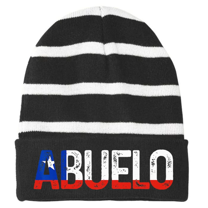 Abuelo Chilean Flag Pride Grandpa Chile Fathers Day Striped Beanie with Solid Band