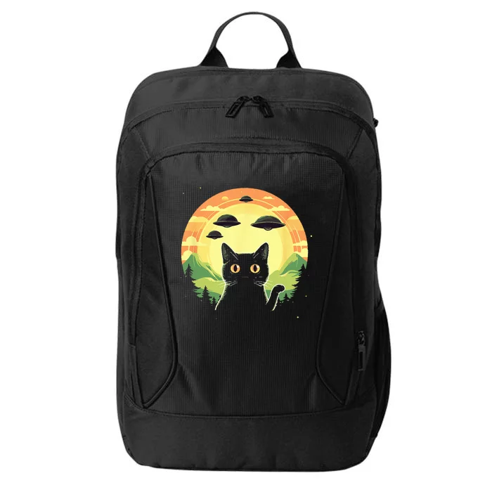 Alien Cat Funny Ufo Vintage City Backpack