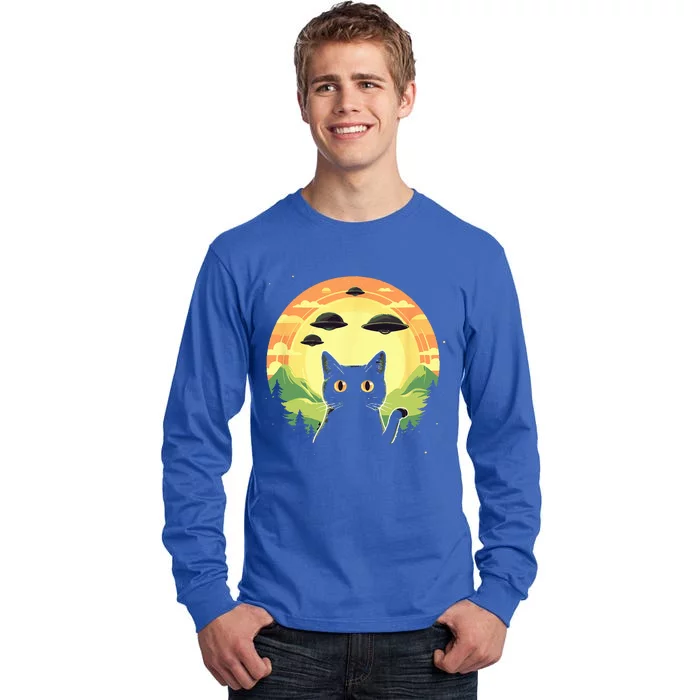 Alien Cat Funny Ufo Vintage Tall Long Sleeve T-Shirt