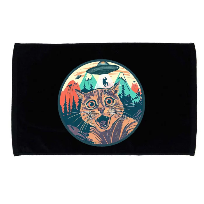 Alien Cat Funny Vintage Ufo Microfiber Hand Towel