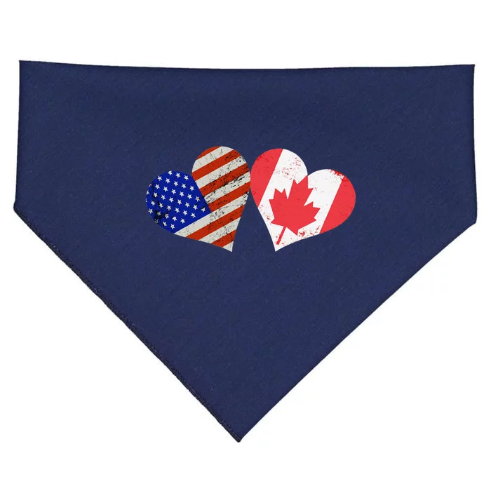 American & Canadian Flags Heart Shaped Vintage Us Eh USA-Made Doggie Bandana