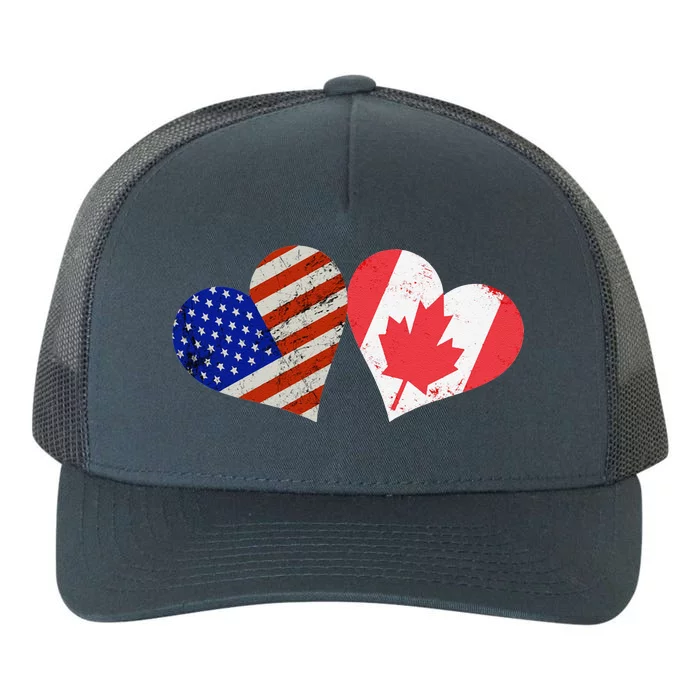 American & Canadian Flags Heart Shaped Vintage Us Eh Yupoong Adult 5-Panel Trucker Hat