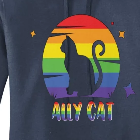 Ally Cat Funny Kitten Lgbt Pride Month Gift Women's Pullover Hoodie