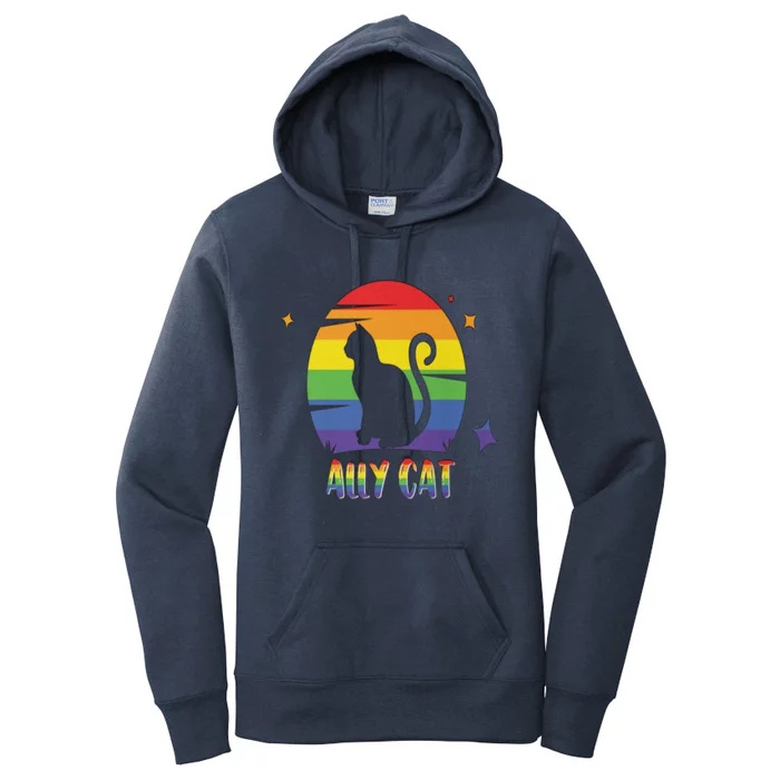 Ally Cat Funny Kitten Lgbt Pride Month Gift Women's Pullover Hoodie