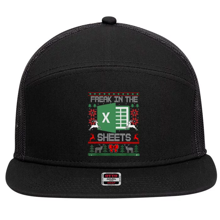 Accountant Christmas Freak In The Sheets Christmas 7 Panel Mesh Trucker Snapback Hat