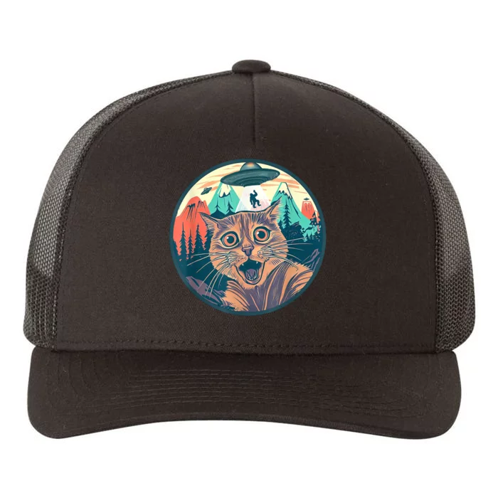 Alien Cat Funny Vintage Ufo Yupoong Adult 5-Panel Trucker Hat