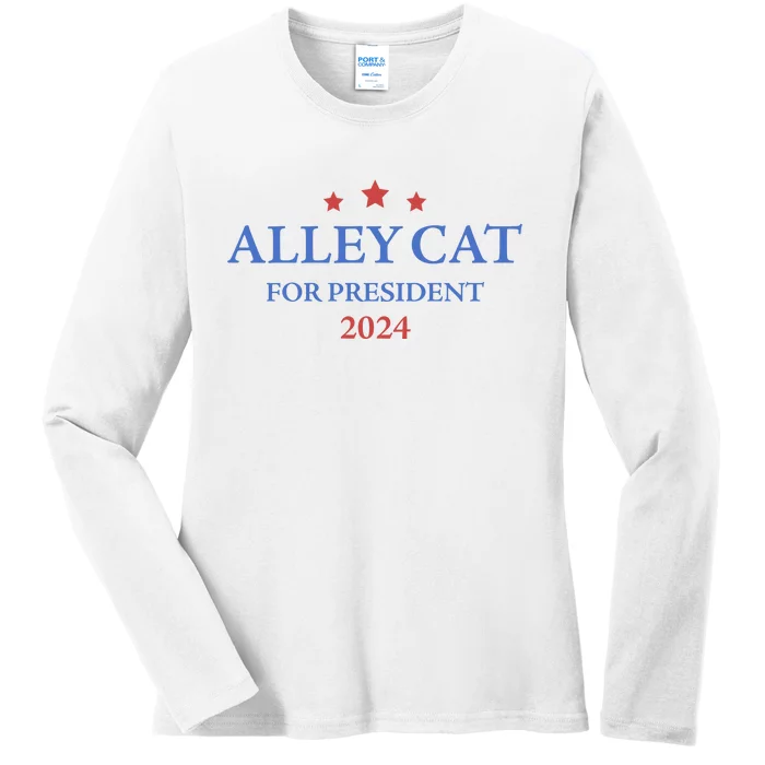 Alley Cat For President Trump 2024 Ladies Long Sleeve Shirt