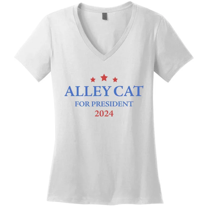 Alley Cat For President Trump 2024 Women's V-Neck T-Shirt