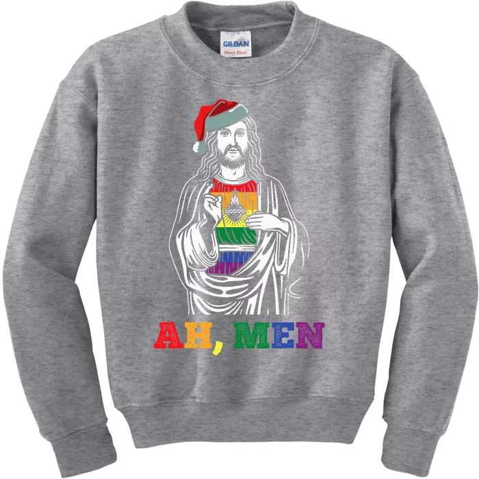 Ah  Christmas Funny LGBTQ Pride XMas Jesus Gay Christian Kids Sweatshirt