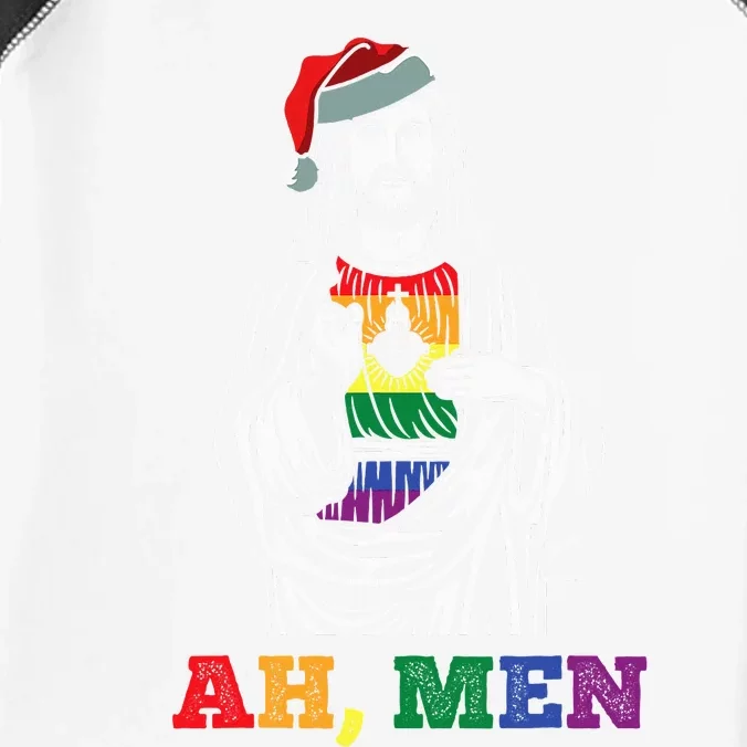 Ah  Christmas Funny LGBTQ Pride XMas Jesus Gay Christian Infant Baby Jersey Bodysuit