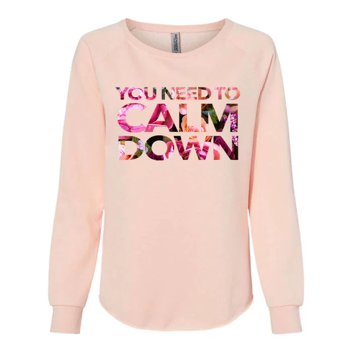 Aoty Classic Fit Crew Neck Calm Down Adult White Womens California Wash Sweatshirt