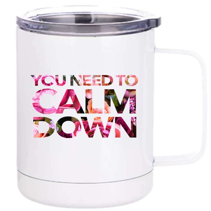 Aoty Classic Fit Crew Neck Calm Down Adult White Front & Back 12oz Stainless Steel Tumbler Cup