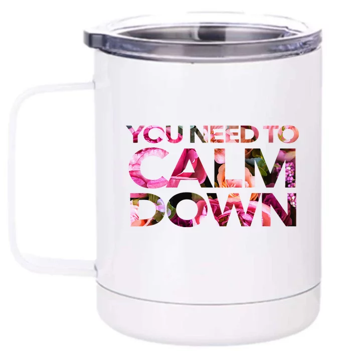 Aoty Classic Fit Crew Neck Calm Down Adult White Front & Back 12oz Stainless Steel Tumbler Cup