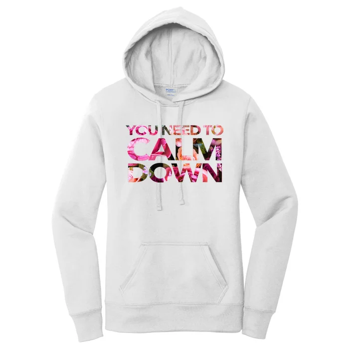 Aoty Classic Fit Crew Neck Calm Down Adult White Women's Pullover Hoodie