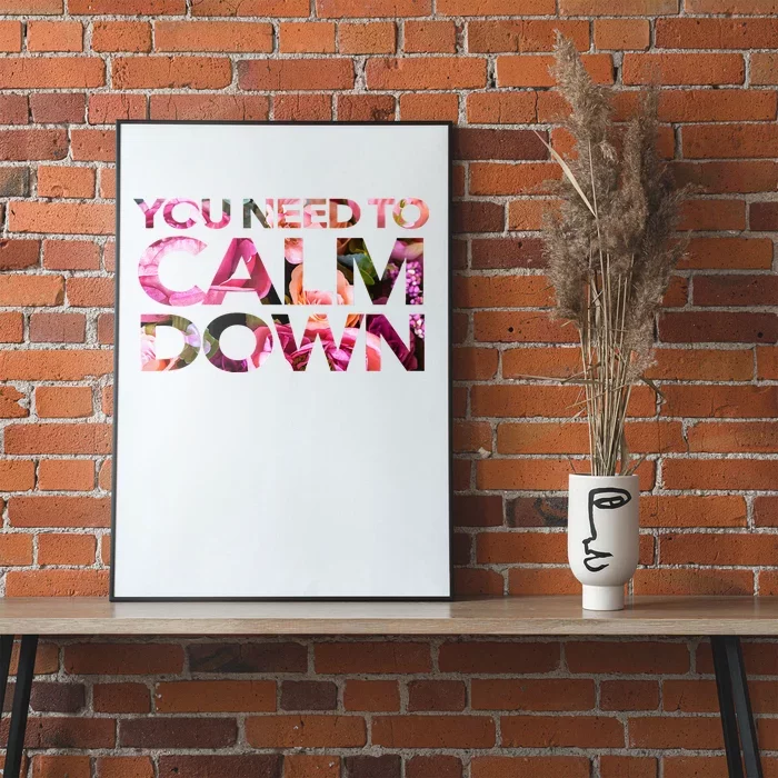 Aoty Classic Fit Crew Neck Calm Down Adult White Poster