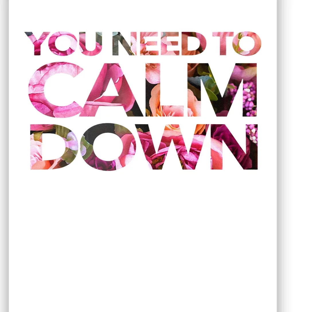 Aoty Classic Fit Crew Neck Calm Down Adult White Poster