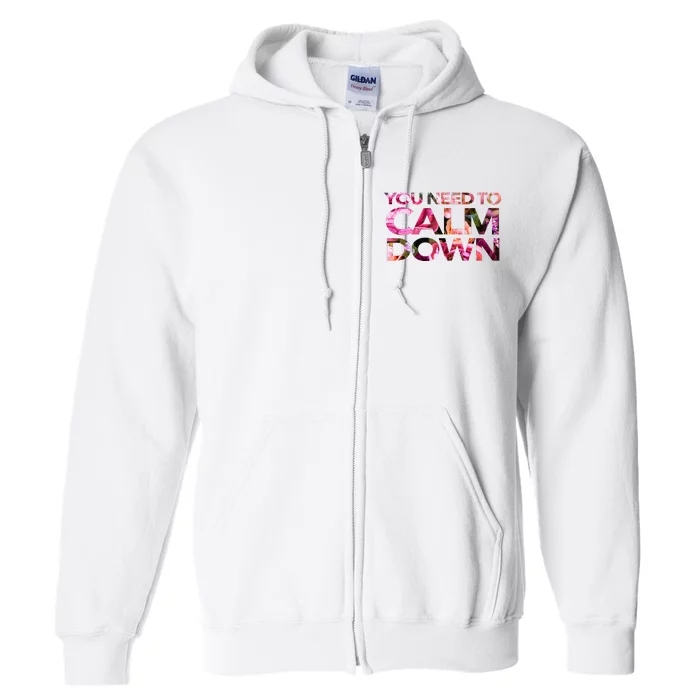 Aoty Classic Fit Crew Neck Calm Down Adult White Full Zip Hoodie