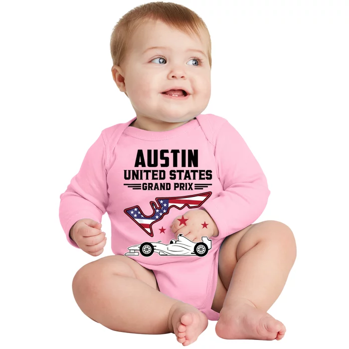 Austin Circuit Formula Racing Car United States Prix Baby Long Sleeve Bodysuit