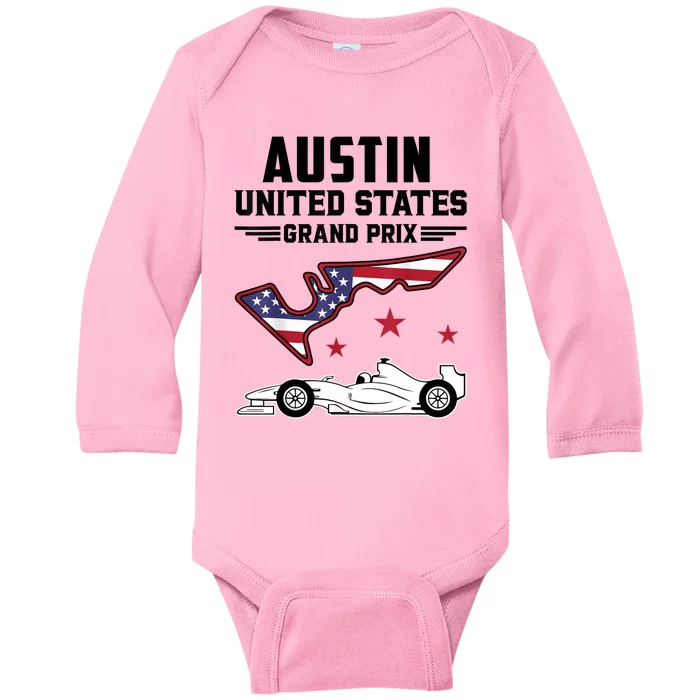 Austin Circuit Formula Racing Car United States Prix Baby Long Sleeve Bodysuit