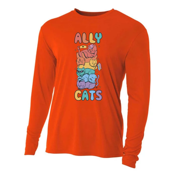 Ally Cat Funny Gift Cooling Performance Long Sleeve Crew