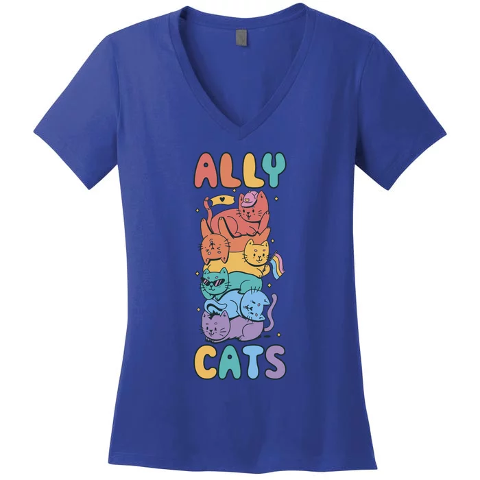 Ally Cat Funny Gift Women's V-Neck T-Shirt