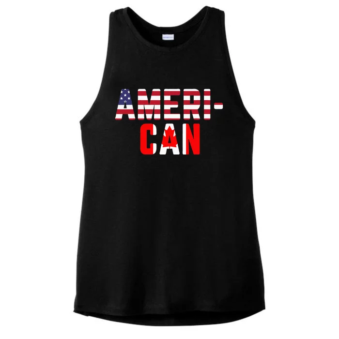 American Canadian Flag America Canada Patriotic Ladies Tri-Blend Wicking Tank