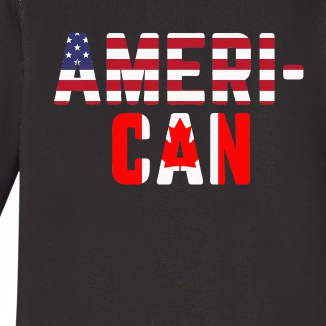 American Canadian Flag America Canada Patriotic Baby Long Sleeve Bodysuit